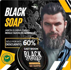 TRATAMIENTO EN JABÓN BLACK SOAP CUBRE CANAS PERMANENTE, DESTRUCTOR DE CANAS