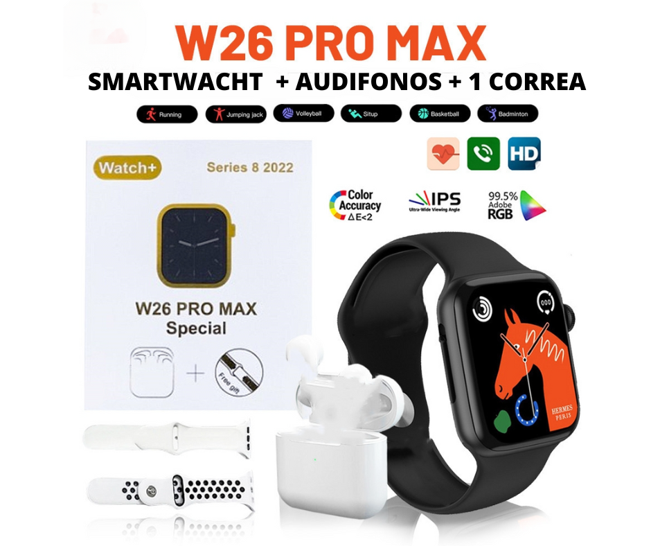 Reloj inteligente W26 Pro Max Edición especial con auriculares 2 en 1 - perutrends.vip1